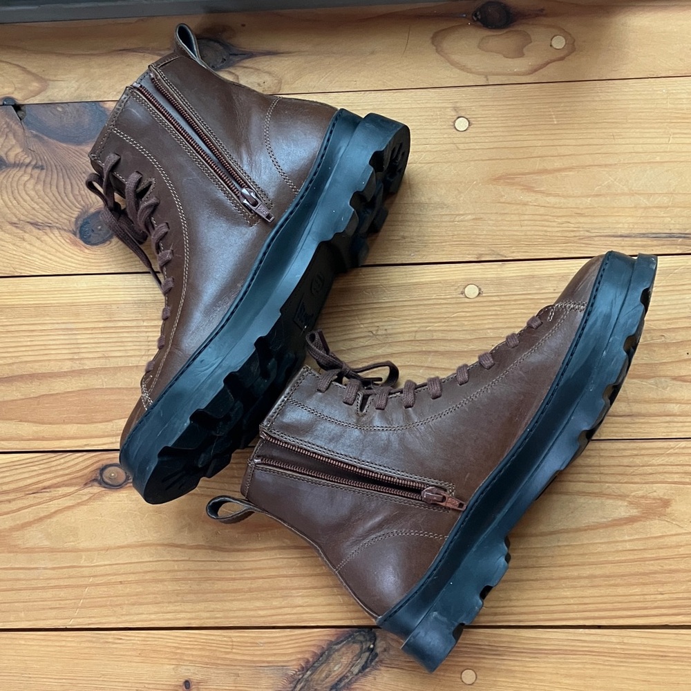 Camper Brutus Leather Lace Up Ankle Brown Medium Boots RETAIL $230 - W 10 / M 8